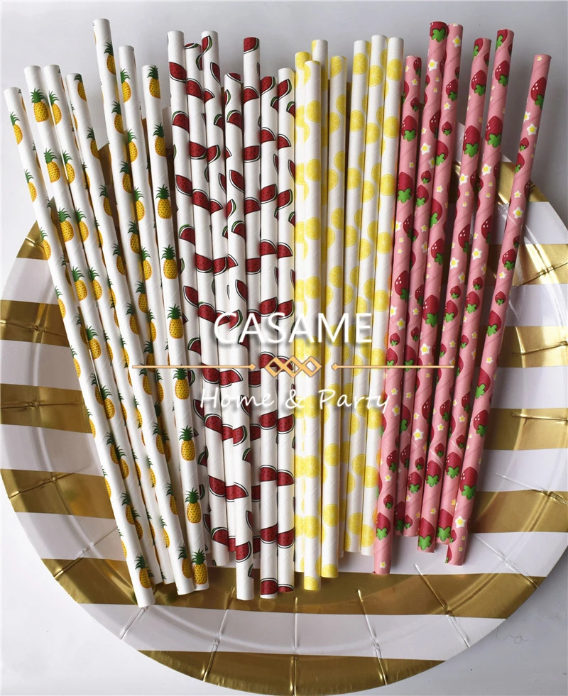 25 paper трубочка трубочки для питья фрукты ананас клубника оранжевый арбуз
