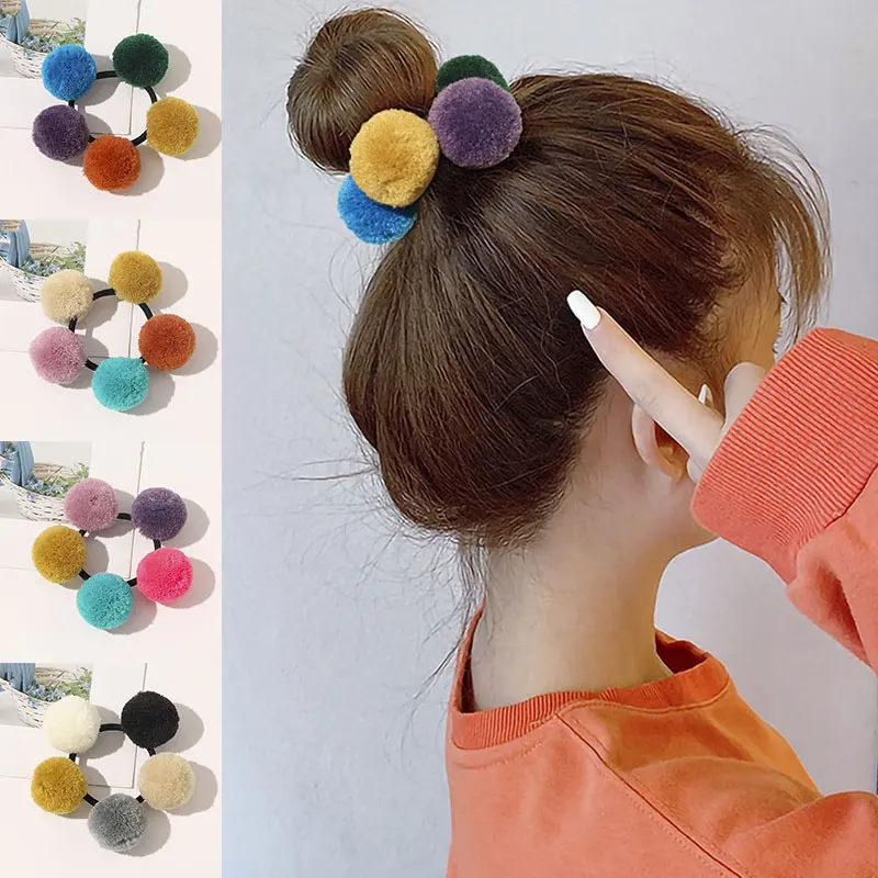 Милые резинки резинка для волос эластичная маленькие плюшевые с помпоном