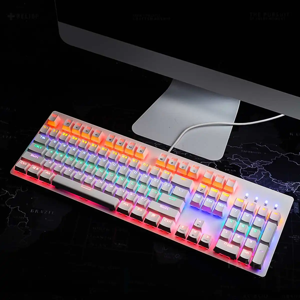 INSMA 104 клавиш USB2.0 проводной черный синий красный коричневый Переключатель белый смешанный свет механическая клавиатура ABS двухцветная литья под давлением
