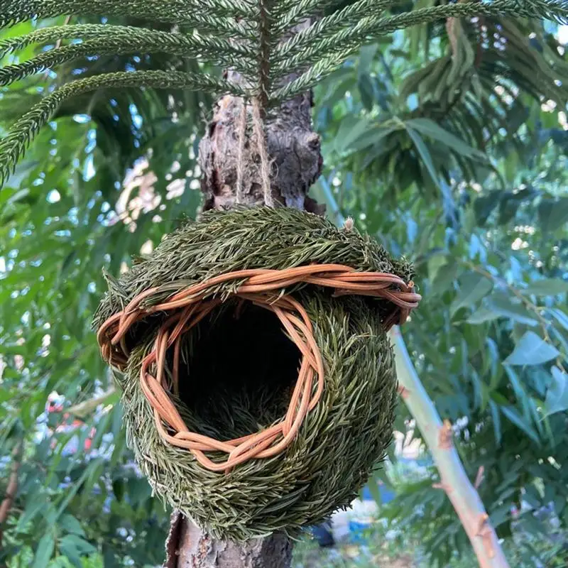 

Hanging Outdoor Birds Nest Natural Pine Needles Woven Birdhouse Bird Cage Garden Courtyard Decoration Bird Hut Pet Accessories