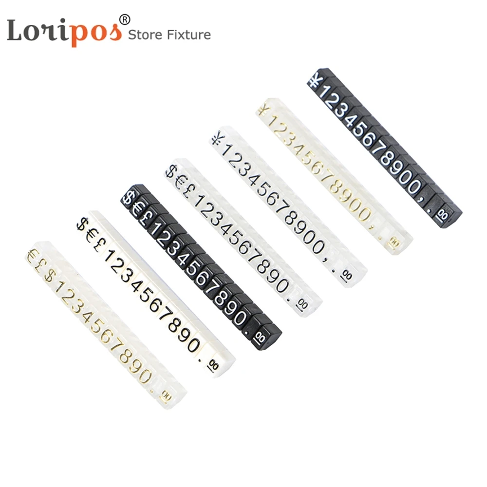 

Yen Dollar Gbp Euro Currency Price Strip Digital Plastic Jewelry Price Tags Display Numbers Pricing Cubes for Watch Jewelry Shop