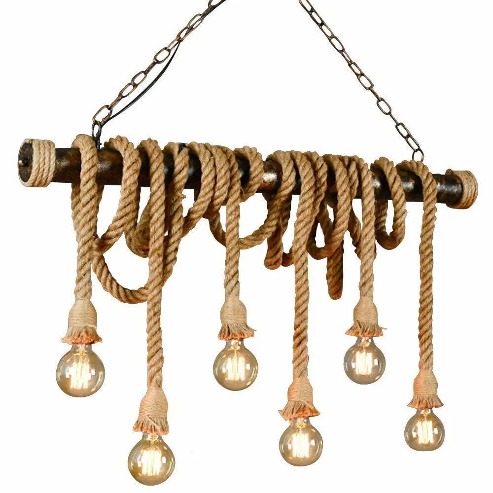 Американский промышленный светильник из пеньковой веревки декоративный