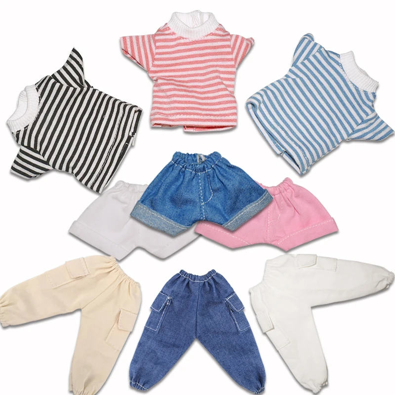 Комбинезоны для кукол BJD 30 см Одежда 1/6 футболка в полоску джинсовые шорты с