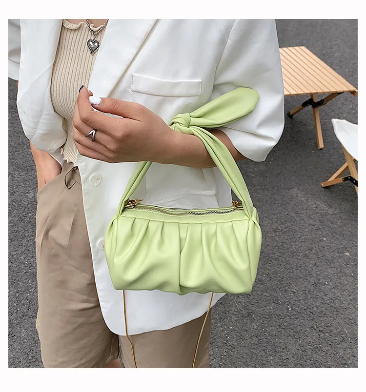 

High Sense Ruched Women Cloud Handbags Designer Bows Handle Shoulder Bolsa for Women Luxury Wrinkled Purses and Hand Bags Ladies