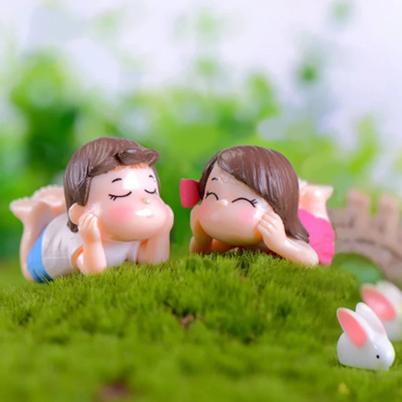 

Фигурка маленькая из ПВХ, в романтическом стиле, для девочек и мальчиков, 2 шт., милые подарки для влюбленных