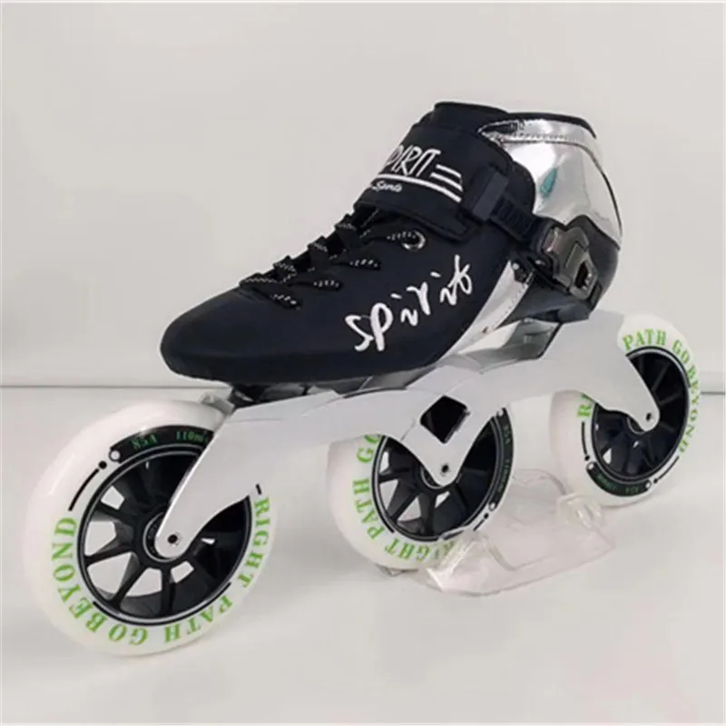 Black 3 wheel skates Углеродное волокно встроенные скоростные коньки Patines 3 4 колеса профессиональная гоночная обувь для марафона асфальта наземного дорожного катания 85A30-45 - Цвет: Black 3 wheel skates