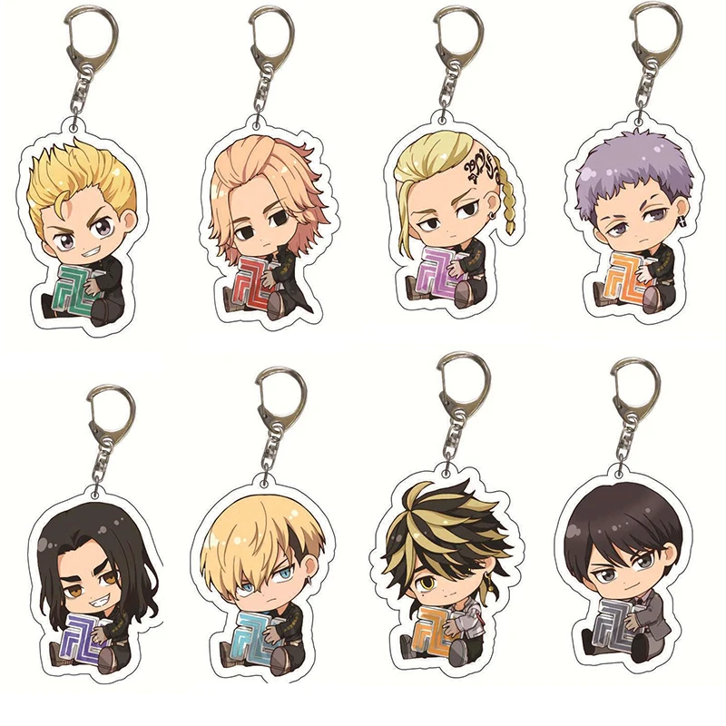 

Tokyo Revengers Keychain Anime Character Manjiro Ken Takemichi Hinata Atsushi Chibi Kawaii Arcylic Key Chain For Friendship Gift
