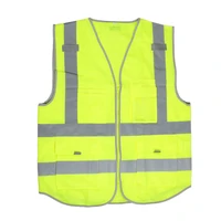 hi vis safety vest with zipper reflective tape jacket waistcoat 4 pockets work wear uniforms clothing xl