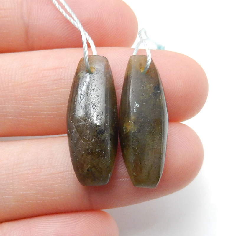 

Natural Labradorite Drilled Earring Pairs 22x8x7mm,3.8g