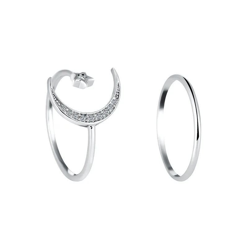 

New Fashion Star Moon Ring Female Niche Design Set Personalized Fashion Fine Ring Ring Jewelry