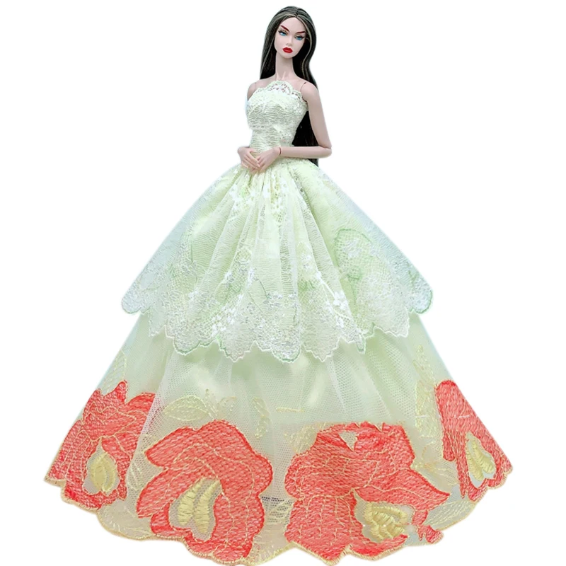 

1/6 BJD одежда светильник желтое платье с цветочным рисунком с открытыми плечами платье принцессы платье для куклы Барби одежда кружевное нар...