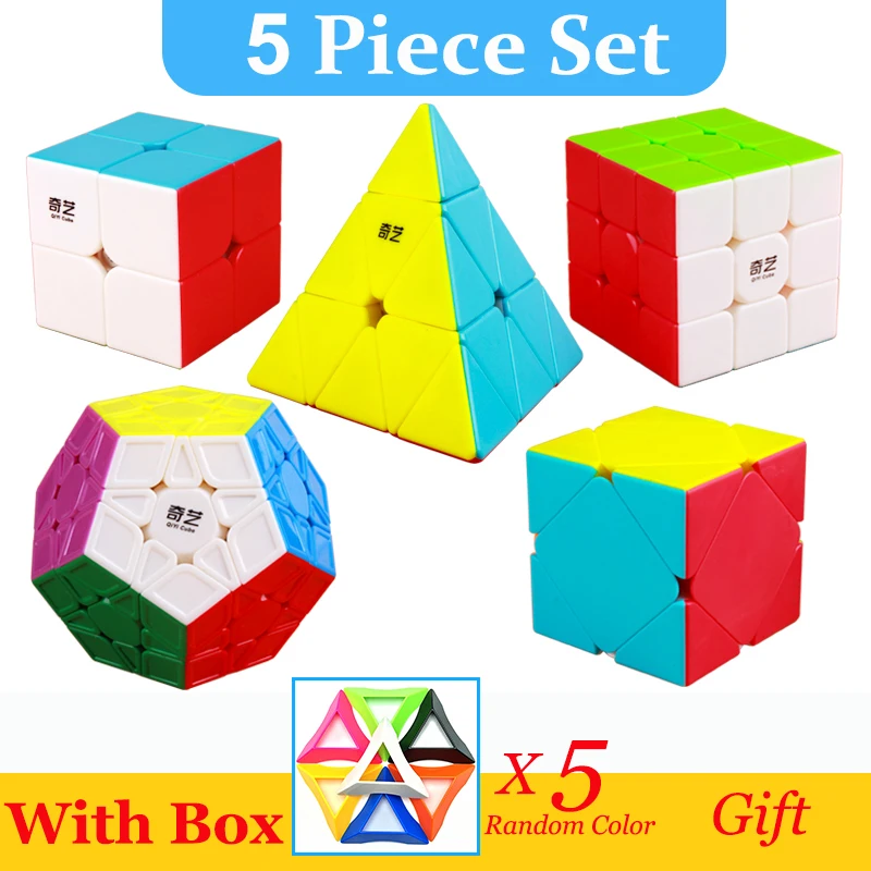 5PCS Set Qiyi магический куб Stickerless Скорость 3x3x3 2x2x2 4x4x4 5x5x5, волшебный куб, 2x2/oneplus 3/OnePlus x 3 4x4 5x5, 6x6 Головоломка Куб Профессиональная игрушка ребенок подарки - Цвет: 5PCS Set