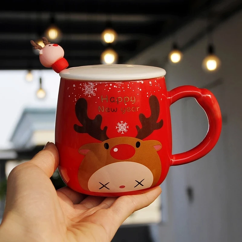 New Christmas Ceramic Coffee Mug 3D Snowman Creative Cartoon Milk Breakfast Cup Christmas Gift