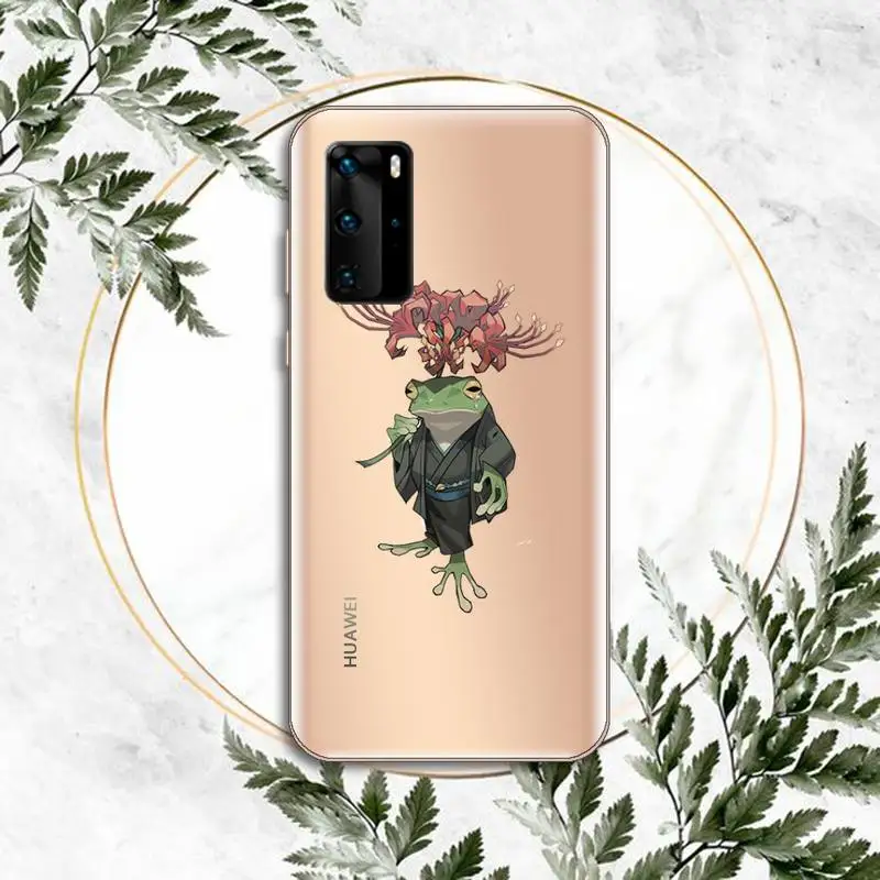 

Cute cartoon funny animal toad frog aesthetics Phone Case Transparent for Huawei P honor 8 10i 20 30 40 smart 2019
