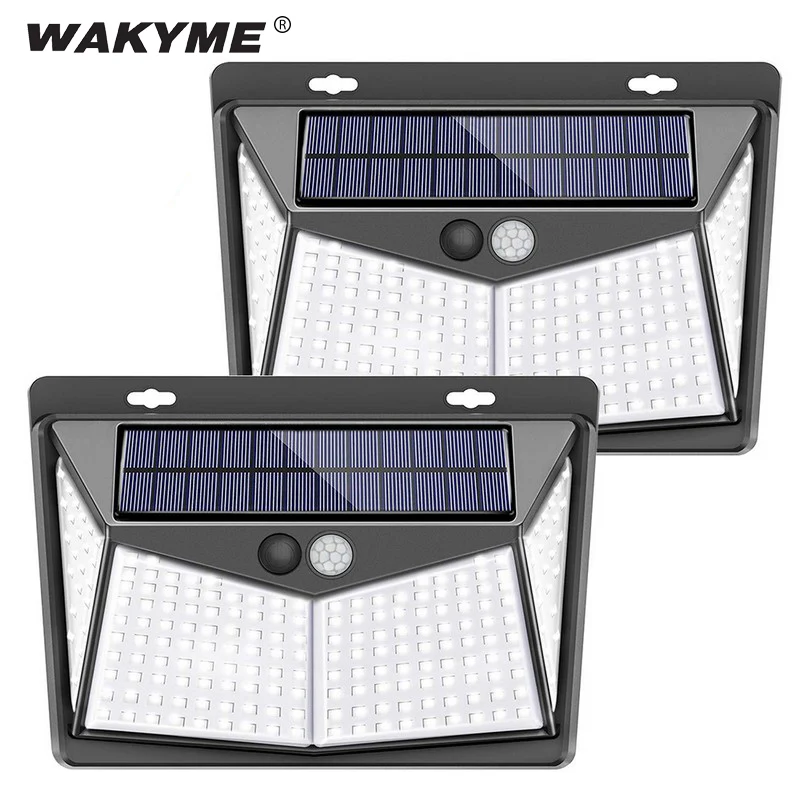 WAKYME 3 режима Солнечная лампа 208 LED наружный настенный светильник PIR датчик