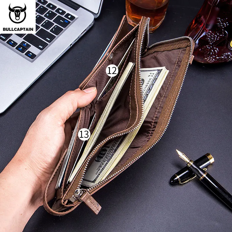 Кошелек BULLCAPTAIN Мужской Компактный маленький бумажник из кожи кредитница