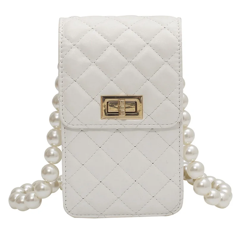 

Pearl Design PU Leather Mini Crossbody Bags for Women 2021 Summer Trendy Shoulder Handbags Purses Lady Party Purses