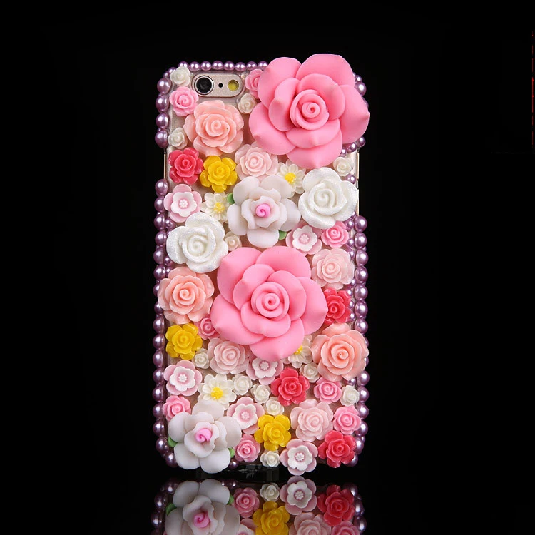 

Роскошный Бриллиантовый чехол в ретро стиле с объемными розовыми цветами, блестящий чехол для iPhone 12 Mini 11 Pro XS Max XR X 6S 8 7 Plus, модные чехлы