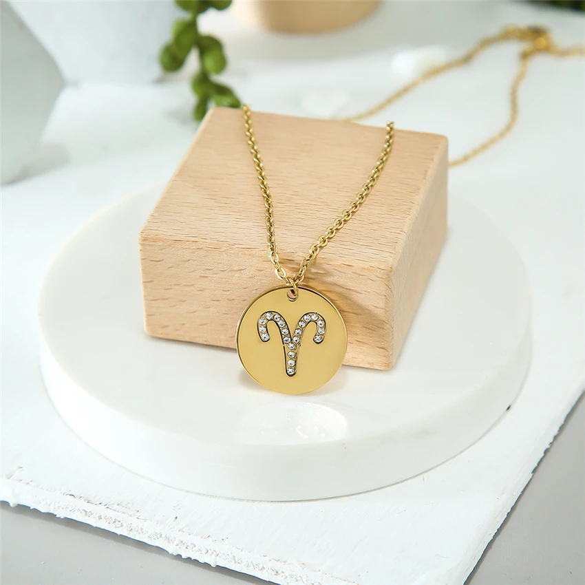 

Senfai Factory Sell Custom Round Crystal Constellation Star Pendant Necklace Cute Charm Choker for Women Cute Jewelry