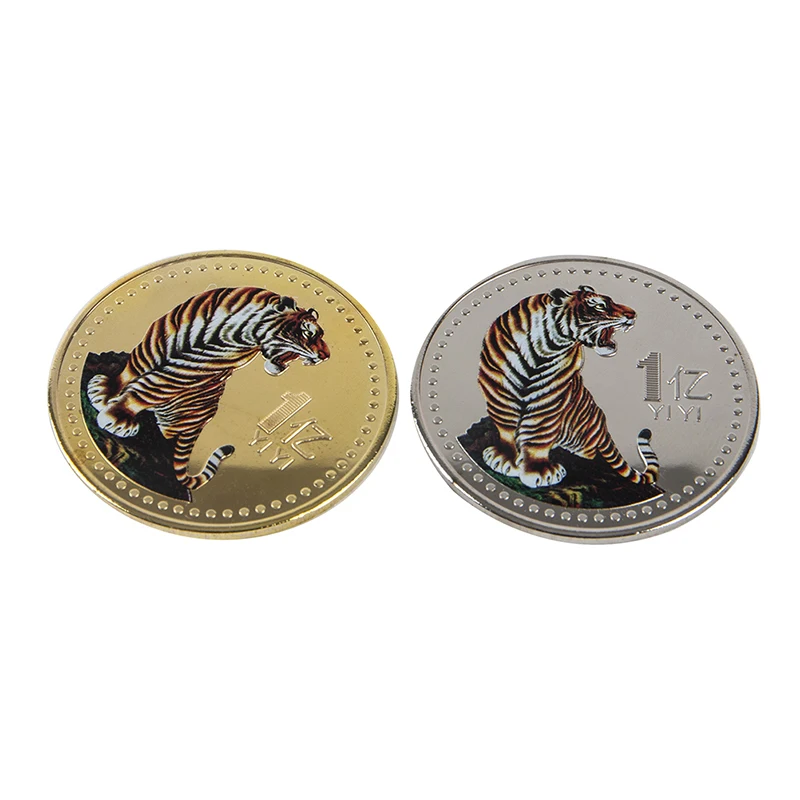 

2022 Year of Tiger Commemorative Coin Chinese Zodiac Tiger Year Coins colorful Souvenir Gifts