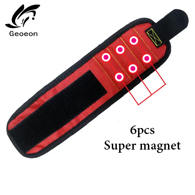 Geoeon полиэфирный магнитный браслет 10 шт. сильные магниты Портативная сумка электрик сумка для инструментов шурупы держатель для дрели ремонтный инструмент ремень - Цвет: red