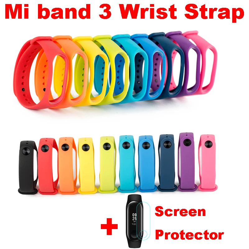 Mi band 3 силиконовый ремешок на запястье для оригинального Xiaomi mi Band 3 mi 3 умный сменный ремешок на запястье mi band 3 с защитой экрана