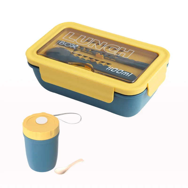 

New Microwave Lunch Containers Box with Compartments Bento Box Japanese Style Leakproof Food Container For Kids With Tableware