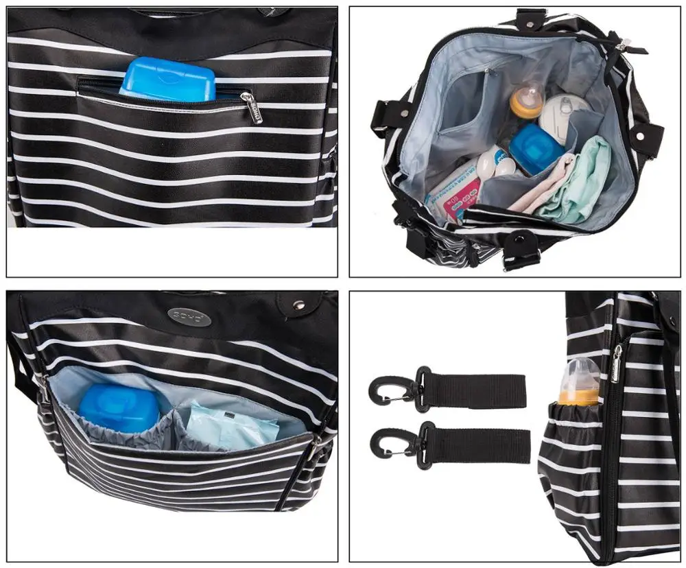Aboutbaby Diaper bag 9 pieces set nappy totes large capacity for baby mom dad Travel Bag with Stroller Straps Baby Care Bags | Багаж и
