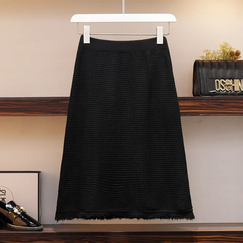 Женский элегантный Трикотажный костюм с кисточками осень 2020 кардиган топ и юбка