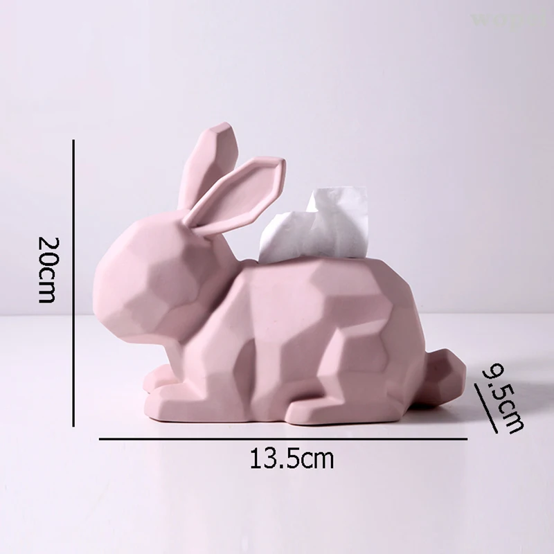

Removable ceramic tissue box, tablecloth, towel, napkin and pink rabbit for living room decoration