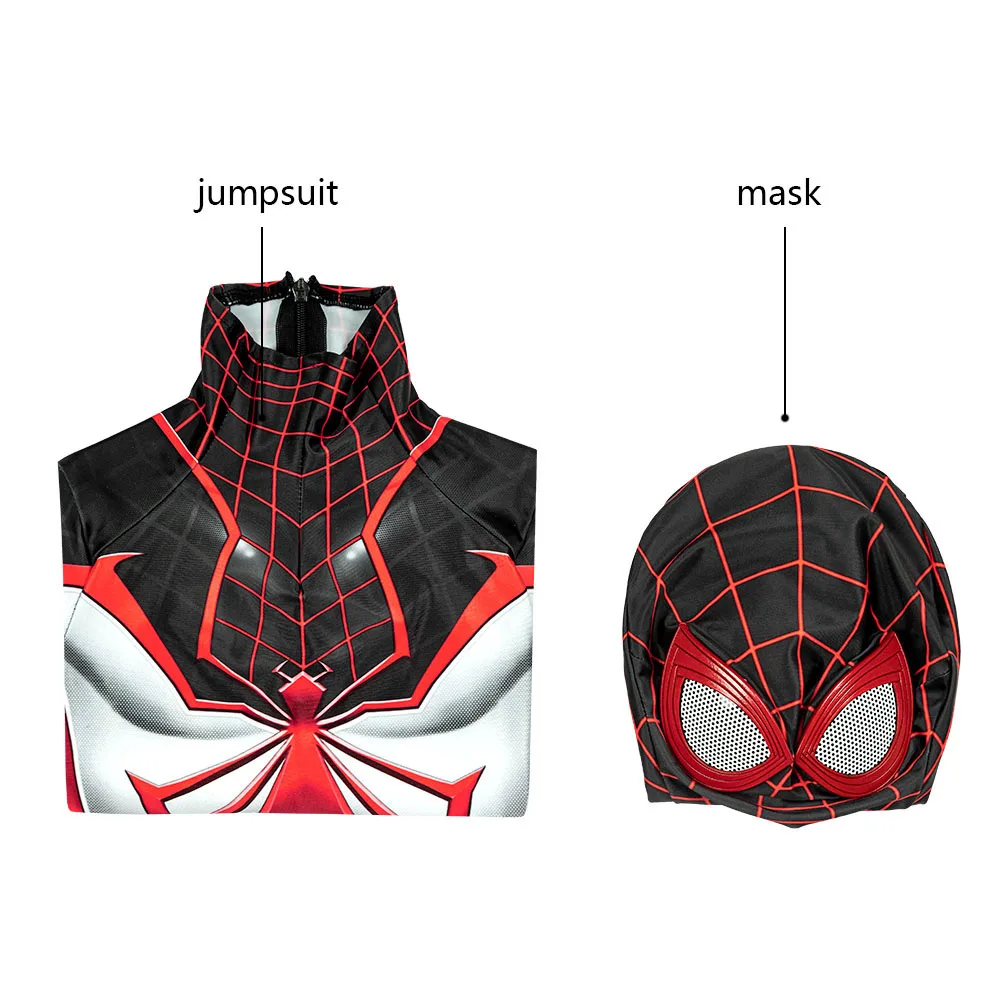 

Kids Spider Boy ps5 Miles Morales T.R.A.C.K. Jumpsuit Cosplay Costume For Children Halloween Masquerade Party Bodysuit