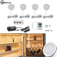 Remote Control LED Under Cabinet Kitchen Light with 12V Power Adapter Dimmable Closet Wardrobe Showcase Lamp for Home Bookshelf
