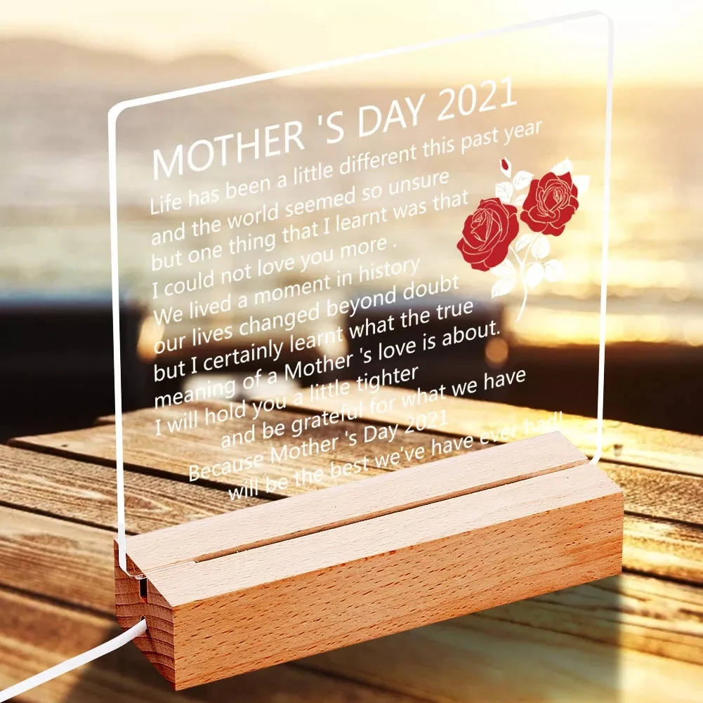 

LED Night Light Frames Desktop Decor USB Charging Wooden And Acrylic Home Bedroom Living Room Warm Non-Stabbed Eye Gift