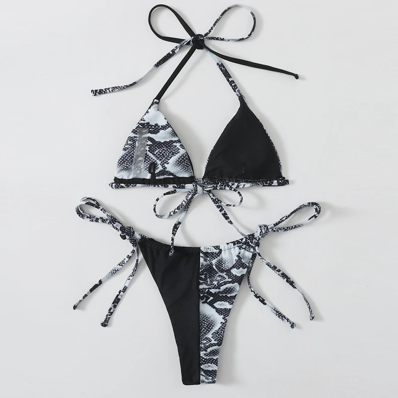 

Women's Snakeskin Print Bikini 2-Piece Sexy Split Swimsuit