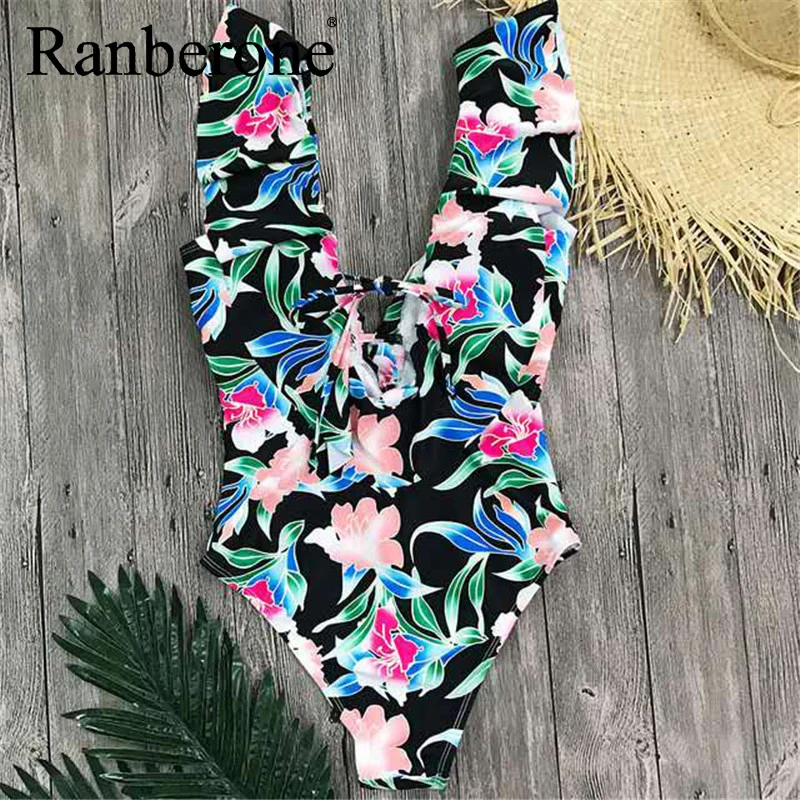 Женский сексуальный цельный купальник с глубоким v образным вырезом женский