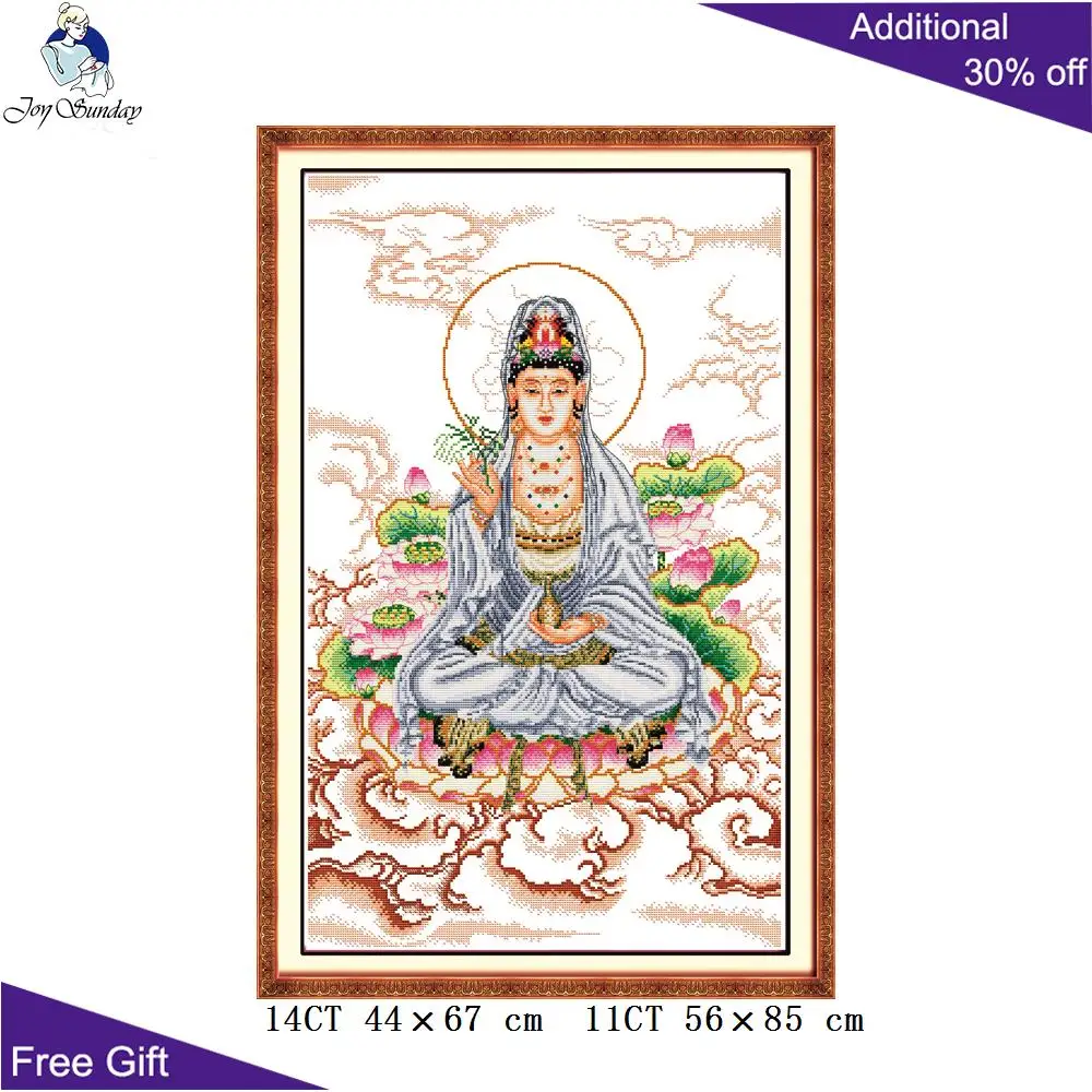 Домашний декор Joy Sunday Guanyin R023 (1) (2) (4) (5) 14CT 11CT сидящая Гуаньинь на крестике лотоса|joy