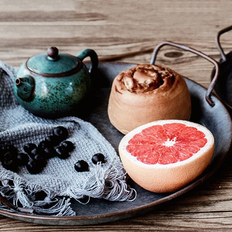 Блюда IWELAI 30 см Европейская металлическая тарелка в стиле ретро круглая ручной