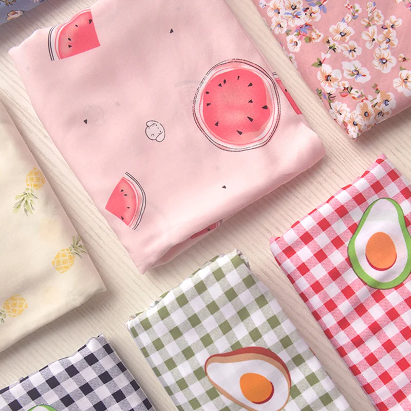 Хлопковая ткань в клетку авокадо ананас цветок кластер платье пижама жилет штаны