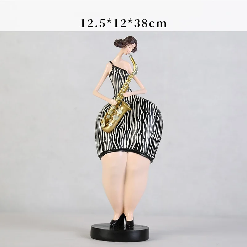 

Abstract Guitar Violin Band Fat Lady Sculpture Music Character Art Figurines Resin Art&craft Modern Simple Home Decoration R2337