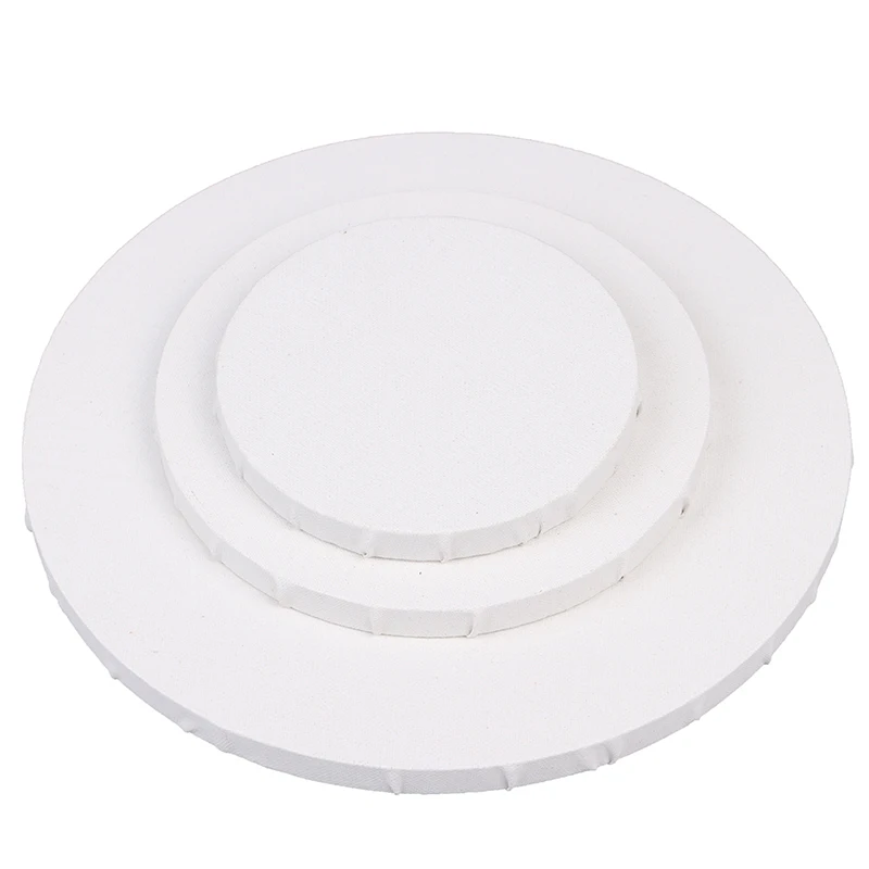 

White Blank Panels Round Canvas Board Wooden Frame Art Artist Painting Crafts