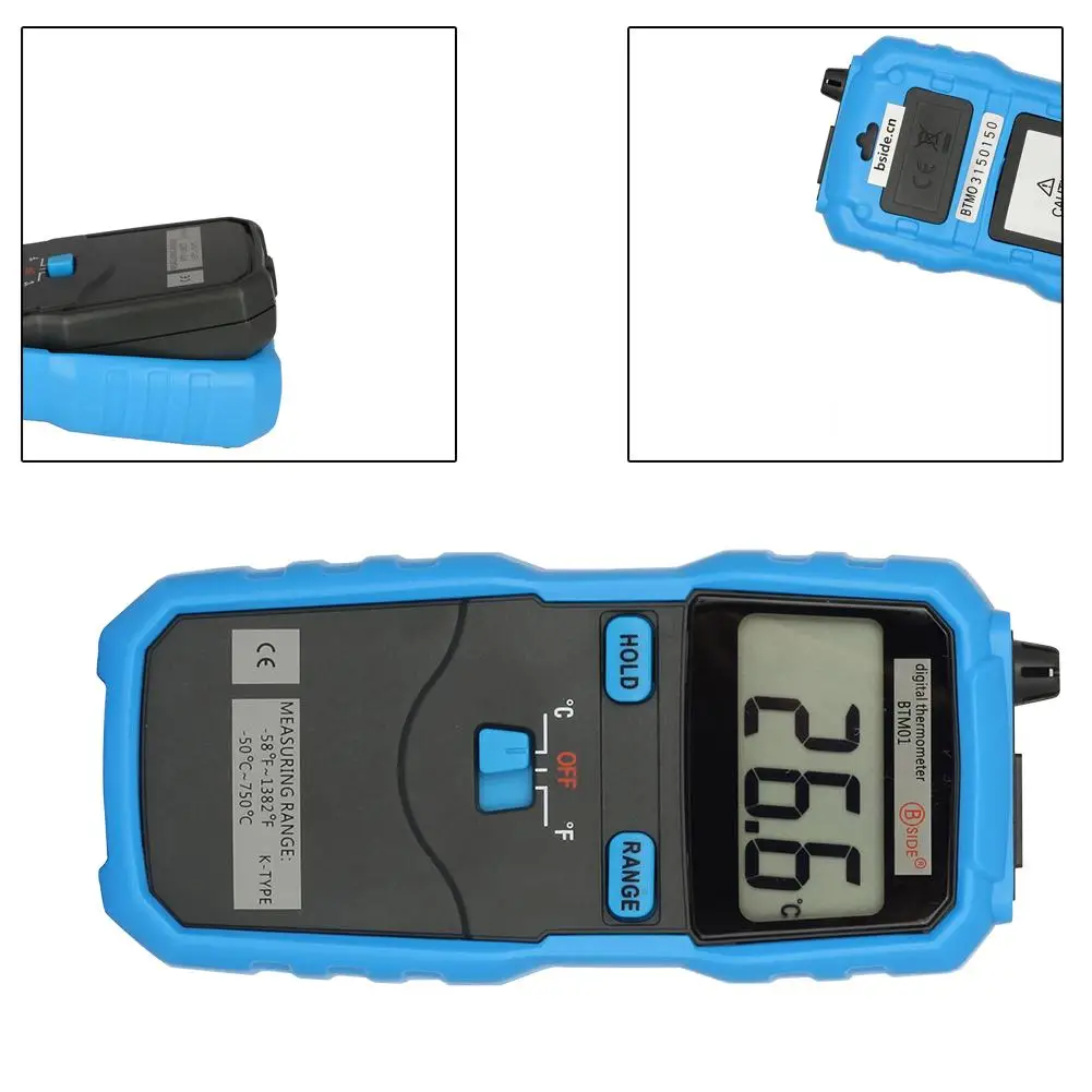 Новый BSIDE BTM01 цифровой 1.77IN 2-х канальный рукоять K-Тип Температура Thermome |