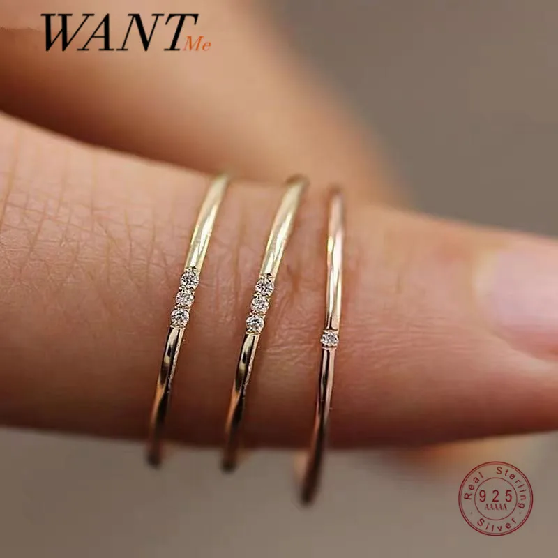 Кольцо WANTME из стерлингового серебра 925 пробы с блестящим цирконием для женщин и