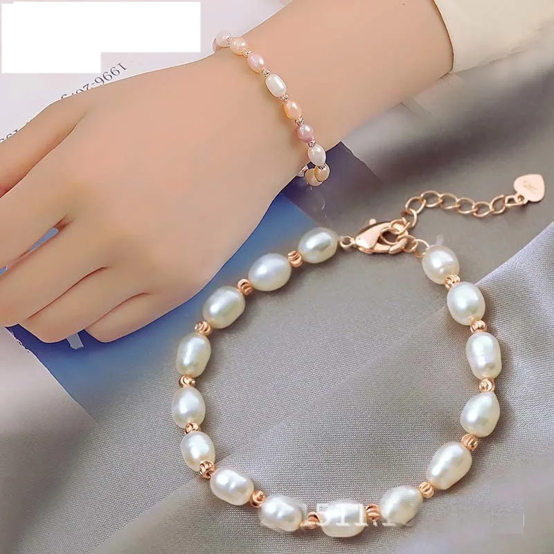 

Simple women's natural freshwater pearl bracelet rice-shaped real pearl women's adjustable bracelet jewelry for women wholesale