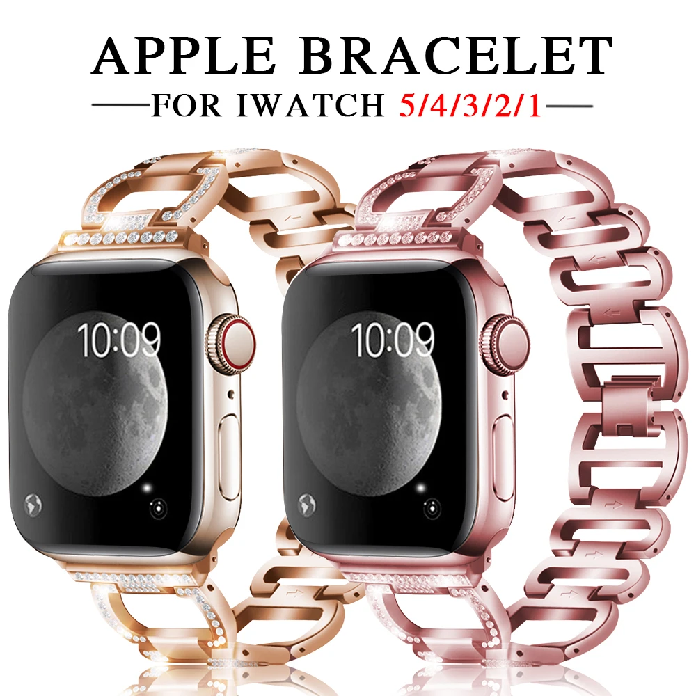 Ремешок из нержавеющей стали для Apple watch 38 мм 42 40 44 iWatch браслет серии 5 4 3 2 1 женский