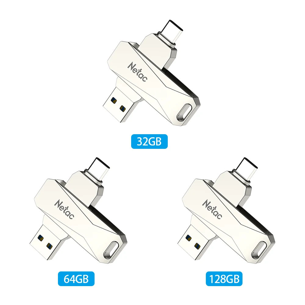 Netac U782C 32/64/128 ГБ Type C + USB двойной интерфейс флеш накопитель Plug & Play мобильный телефон