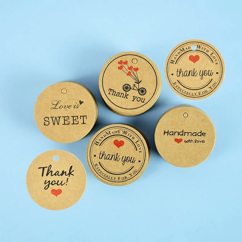 

100pcs/lot Thank You Paper Gift Tags DIY Crafts Hang Tagfor Baby Shower Christmas Wedding Party Favors Gift Wrapping Decoration