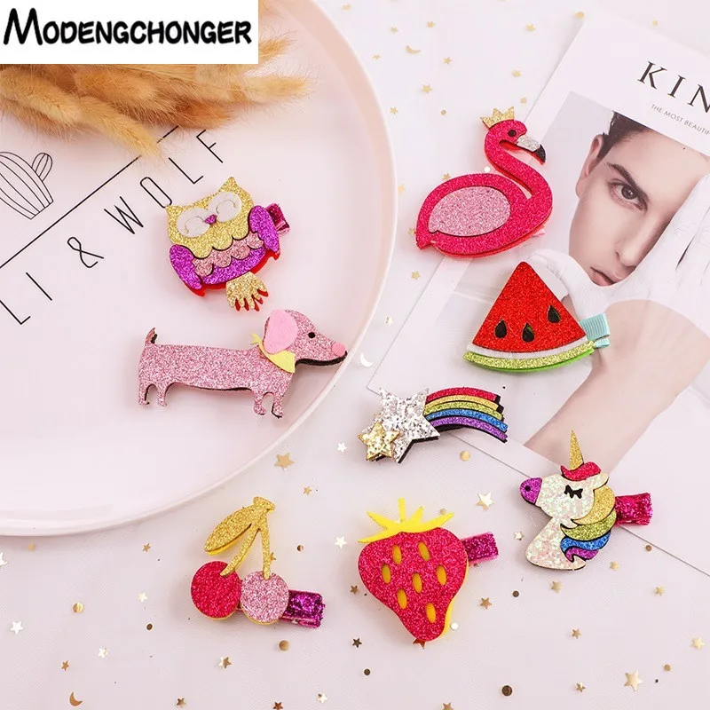 Заколки для волос в виде радуги с блестками девочек 1 шт. заколки героями