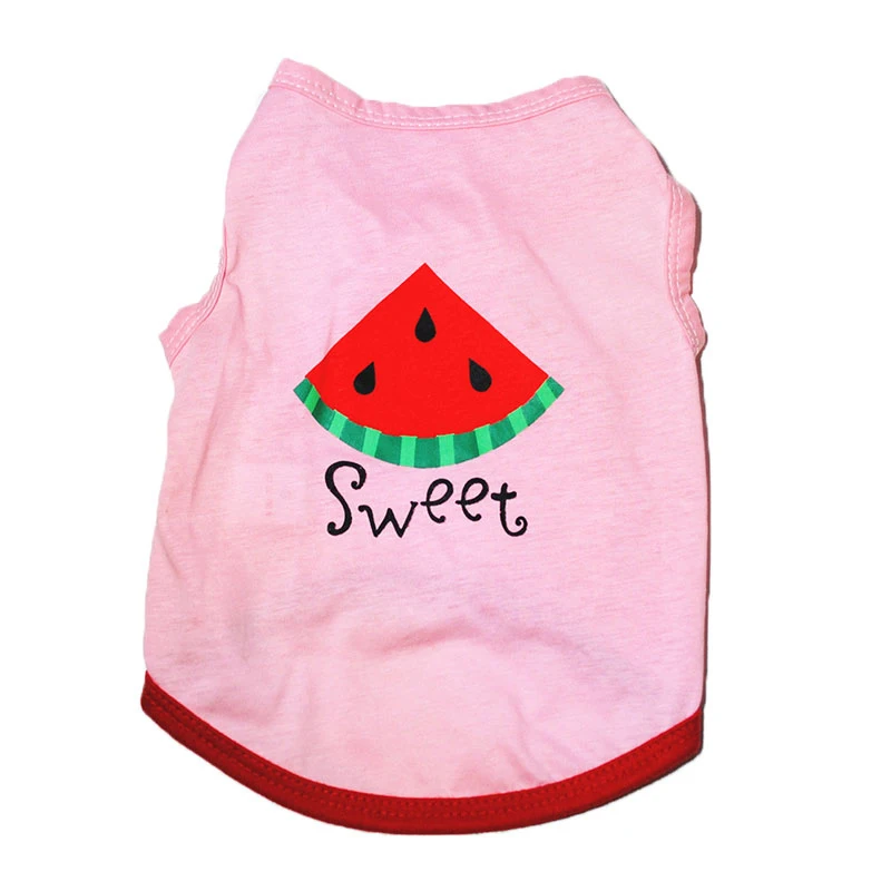 

New Cute Summer Cat T-shirt Dog Shirt Watermelon Printing Pet Vest Cute Dog Clothes Simple Soft Sleeveless Puppy Dog Accessory