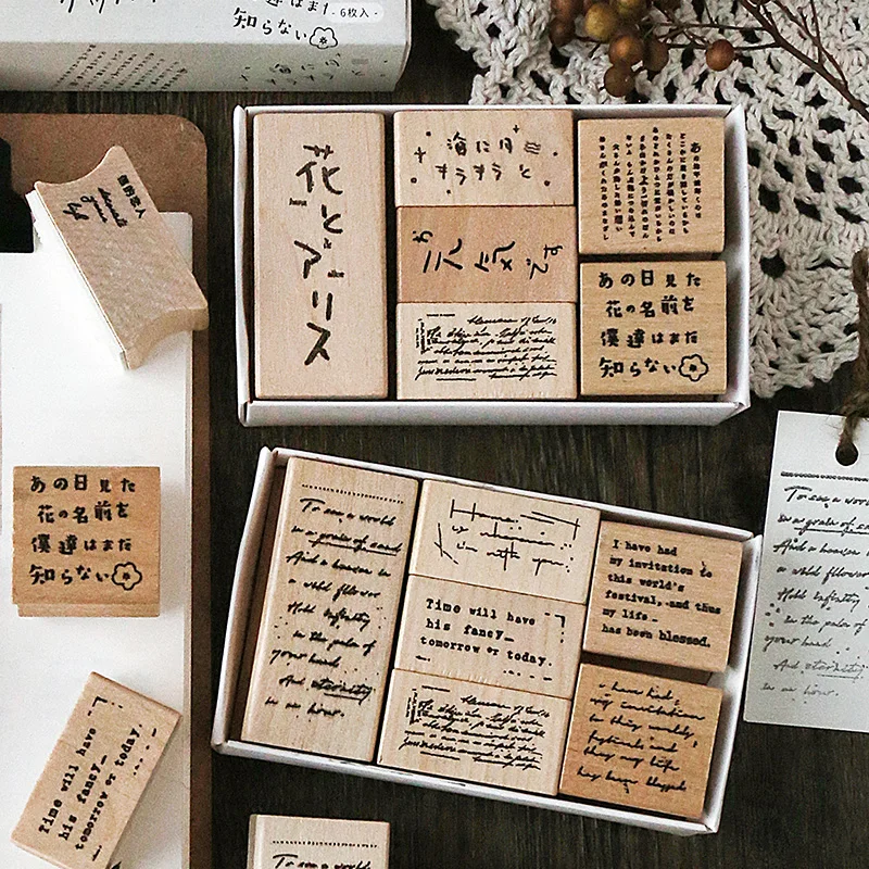 6 X деревянные штампы в стиле ретро для самостоятельного изготовления английских