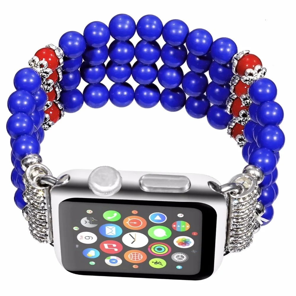Ремешок 44 мм 40 мм ремешок для Apple watch iwatch серии 5 4 3 2 1 ручной работы из бисера эластичный браслет сменный ремешок на запястье 38 мм 42 мм